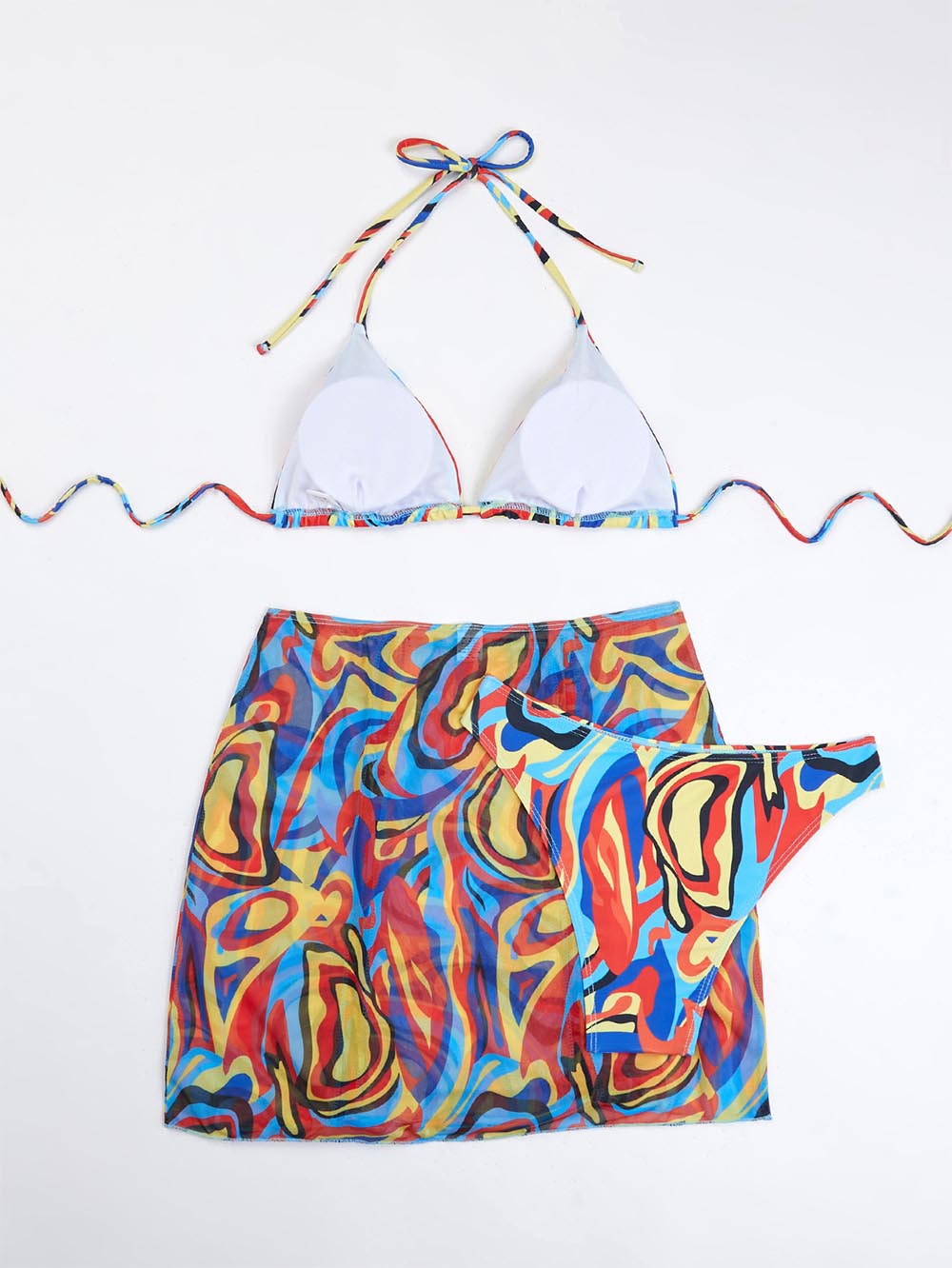 Gradient Tie-Dye Printed Three-Piece Swimsuit Set | ZAKAPOP