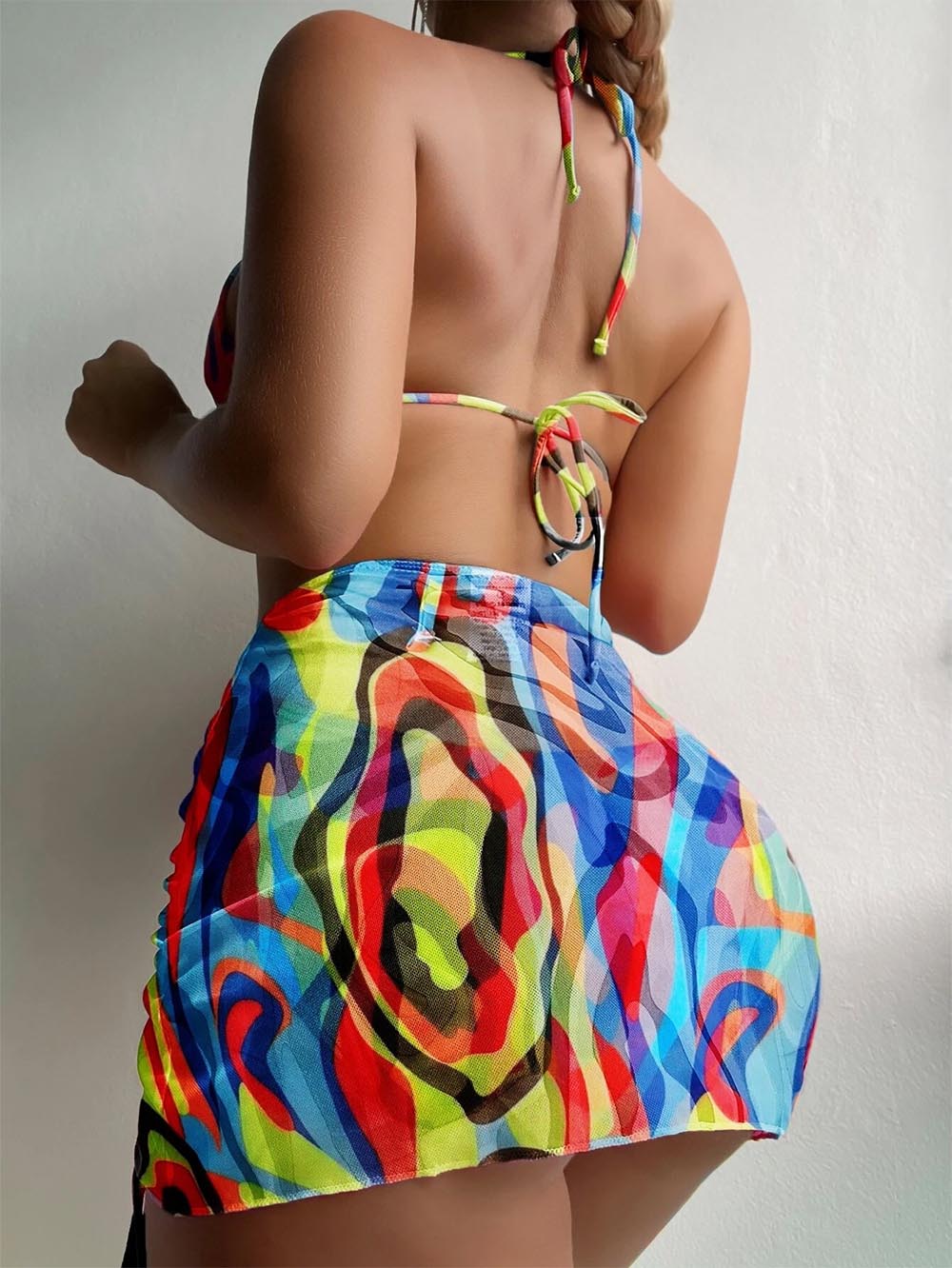 Gradient Tie-Dye Printed Three-Piece Swimsuit Set | ZAKAPOP