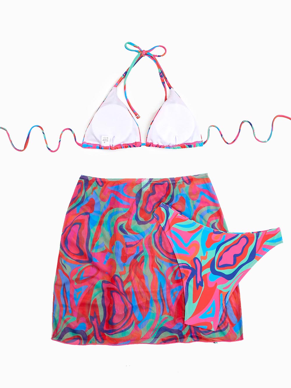 Gradient Tie-Dye Printed Three-Piece Swimsuit Set | ZAKAPOP