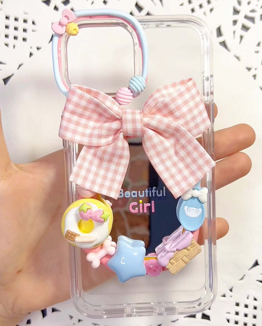 Handmade Pretty Girl Makeup Mirror Cream Phone Case (Customizable) | ZAKAPOP