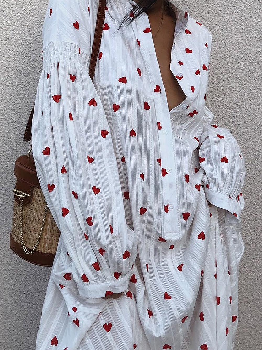 Heart-Shaped Polka Dot Print Casual Split Long Skirt | ZAKAPOP