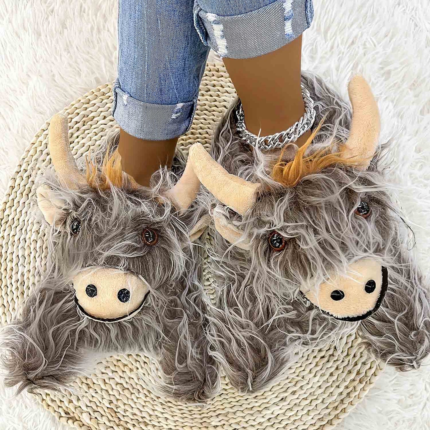 Highland Yak Plush Novelty Slippers | ZAKAPOP