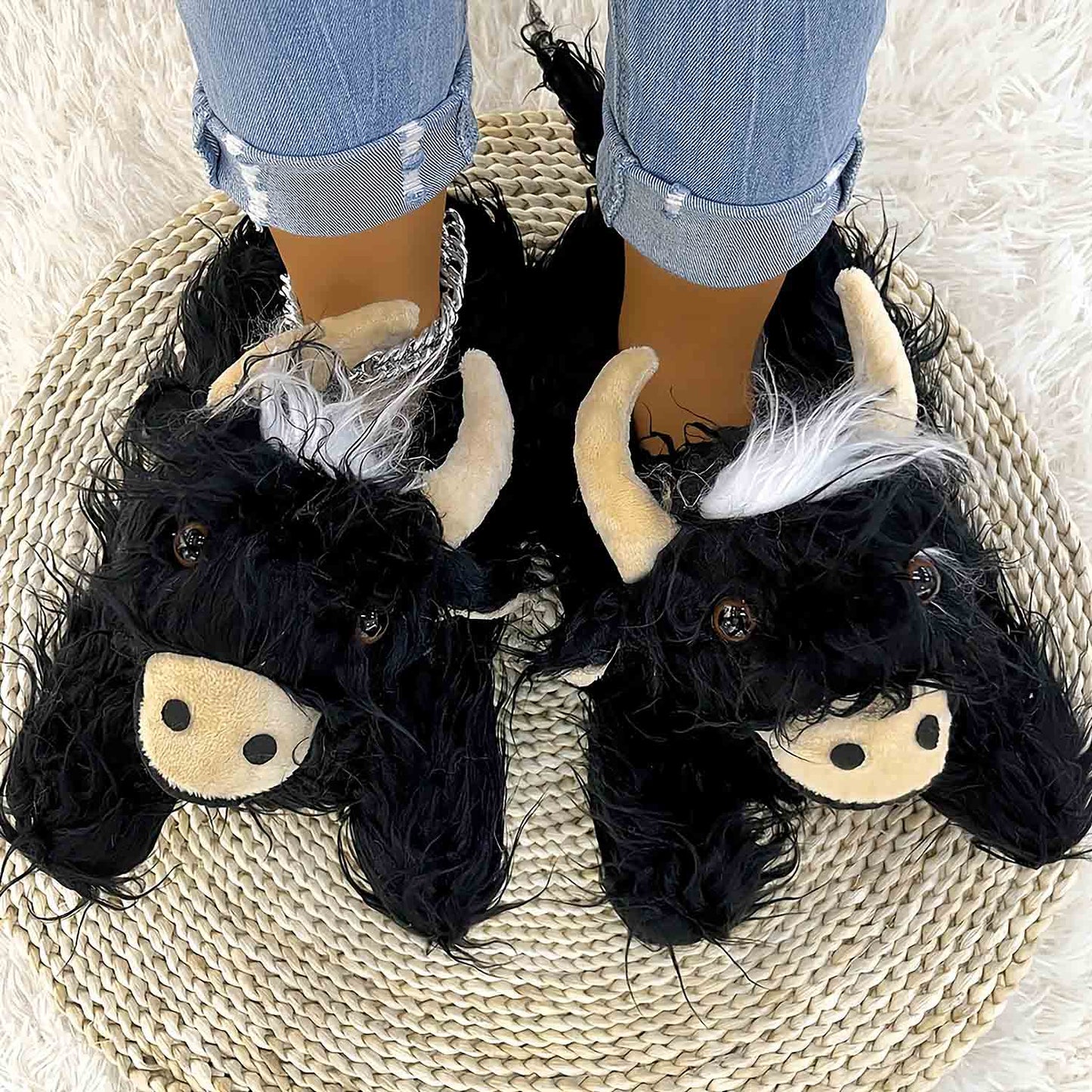 Highland Yak Plush Novelty Slippers | ZAKAPOP