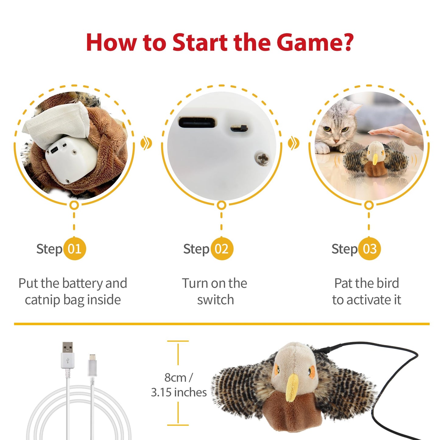 Interactive Electronic Cat Chirping Bird Toy | ZAKAPOP