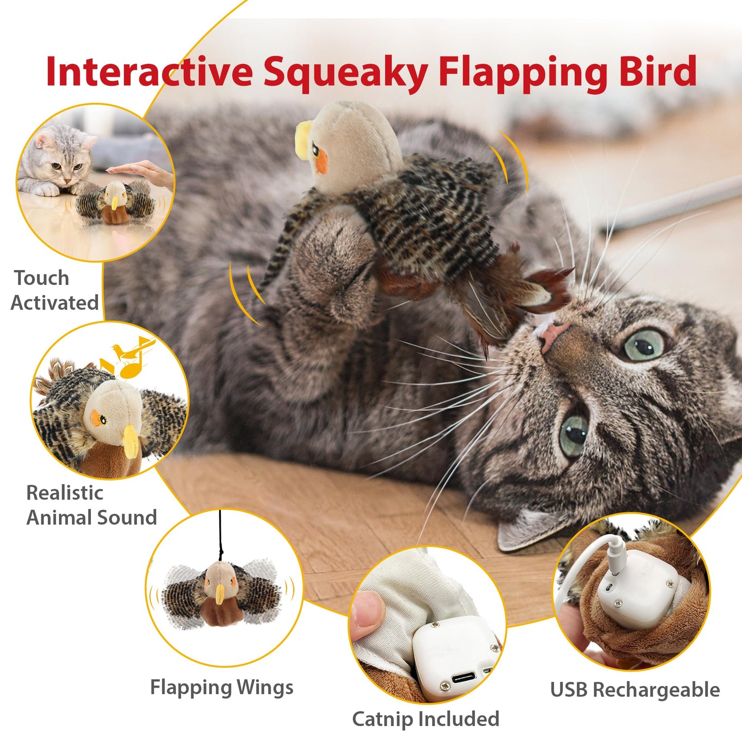 Interactive Electronic Cat Chirping Bird Toy | ZAKAPOP