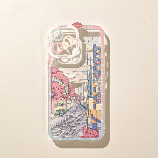 Japanese Sakura Landscape Clear Phone Case | ZAKAPOP