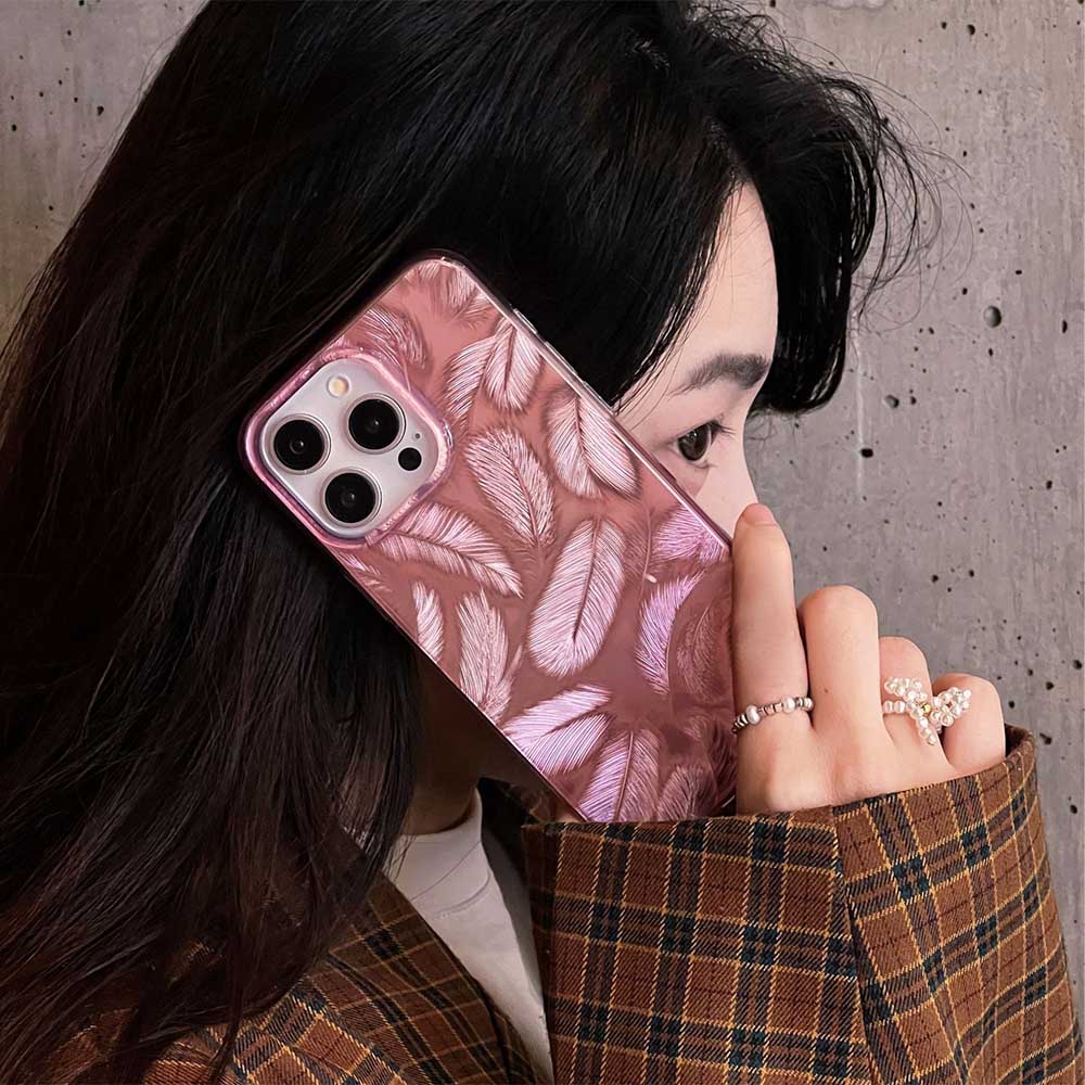 Merlot-Toned Laser Feather Phone Case | ZAKAPOP