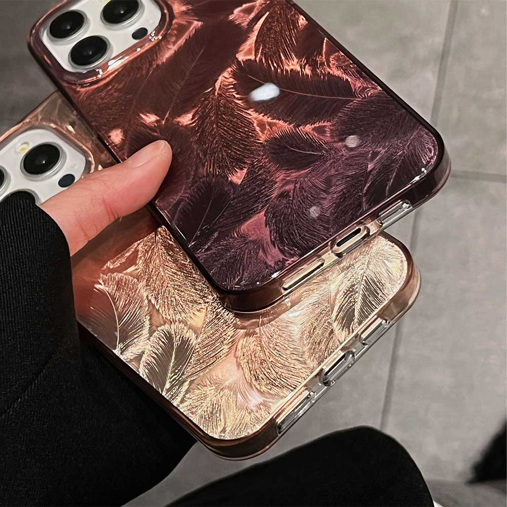 Merlot-Toned Laser Feather Phone Case | ZAKAPOP