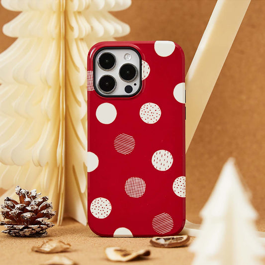 Original Red Christmas Polka Dot Film iPhone Hard Case | ZAKAPOP