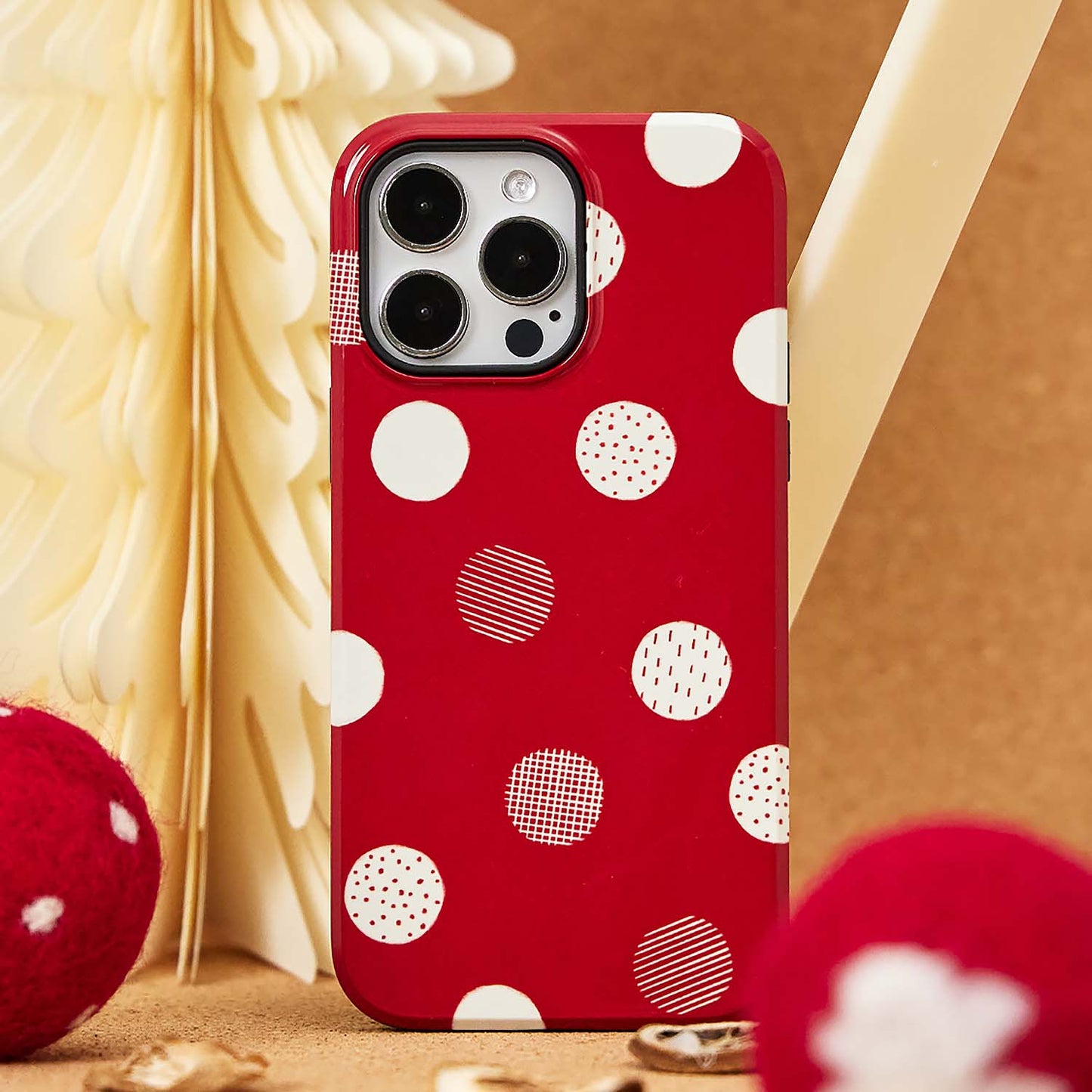 Original Red Christmas Polka Dot Film iPhone Hard Case | ZAKAPOP