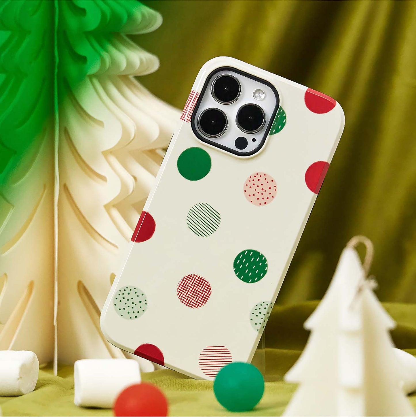 Original White Christmas Polka Dot Film iPhone Hard Case | ZAKAPOP