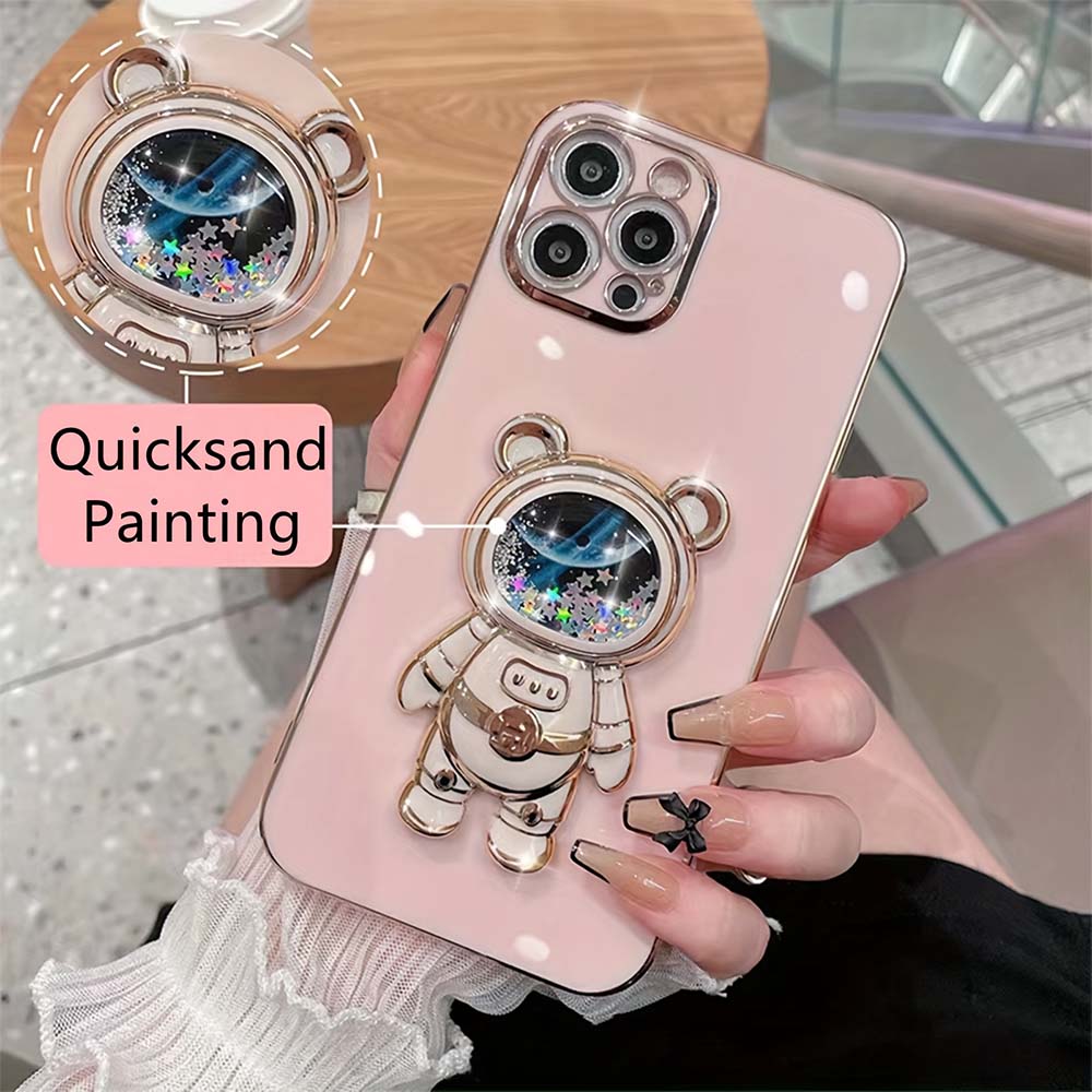 Plating Phone Case With Quicksand Phone Holder | ZAKAPOP