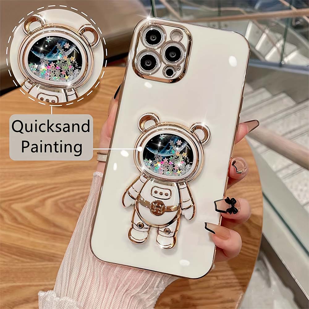 Plating Phone Case With Quicksand Phone Holder | ZAKAPOP