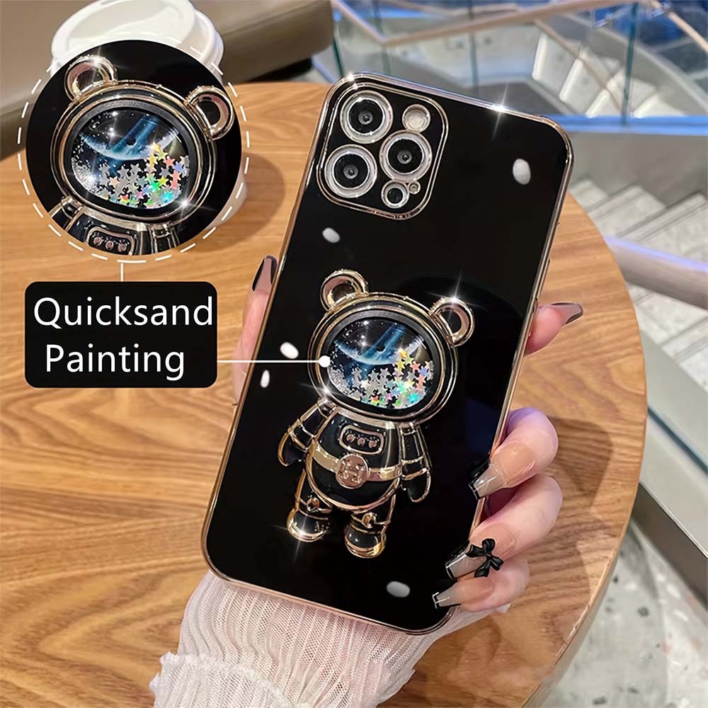 Plating Phone Case With Quicksand Phone Holder | ZAKAPOP