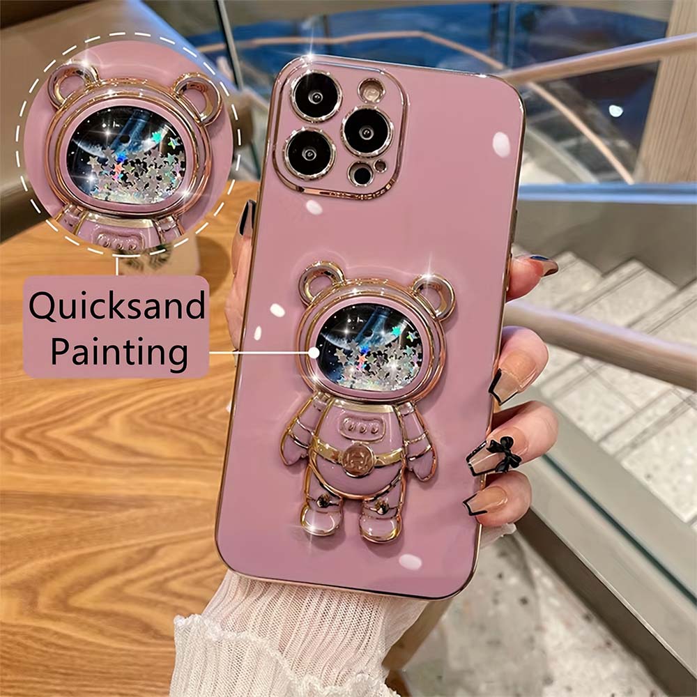 Plating Phone Case With Quicksand Phone Holder | ZAKAPOP