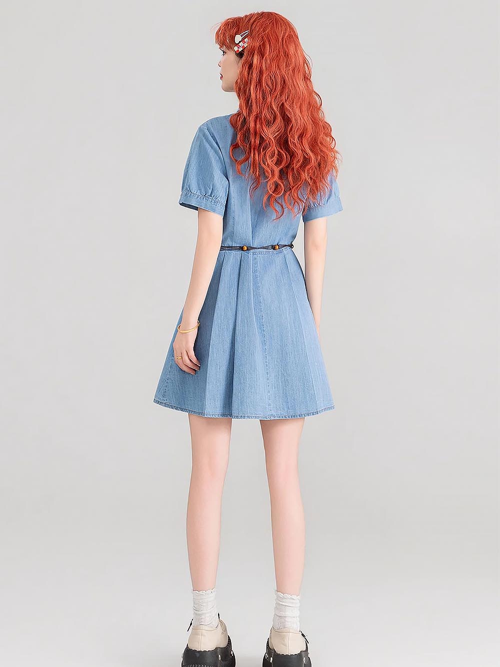 Preppy Lightweight Denim Summer Two-Piece Dress Set | ZAKAPOP