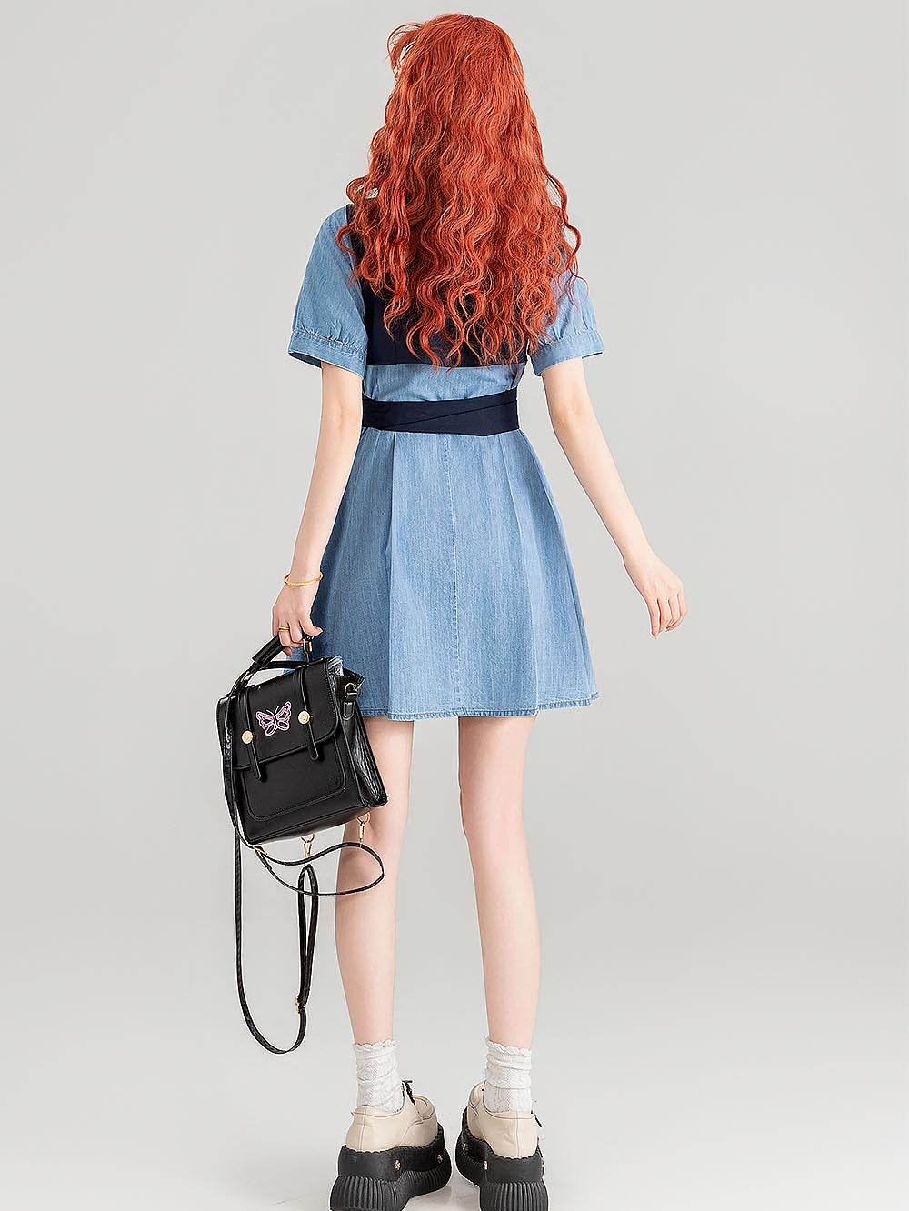 Preppy Lightweight Denim Summer Two-Piece Dress Set | ZAKAPOP