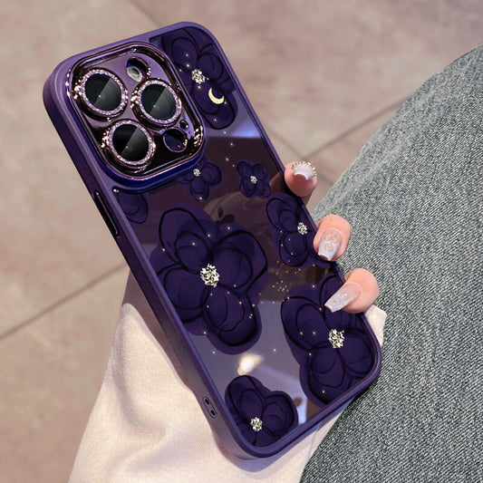 Purple Camellia Lens Film Protective Phone Case | ZAKAPOP