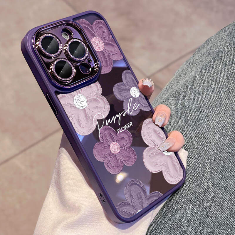 Purple Camellia Lens Film Protective Phone Case | ZAKAPOP