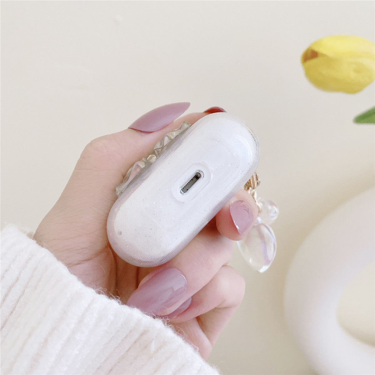 Shimmering Powder Bow Airpods Case | ZAKAPOP