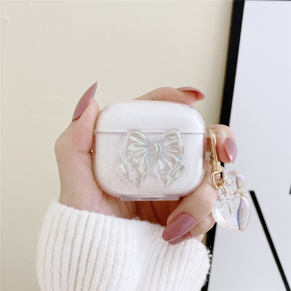 Shimmering Powder Bow Airpods Case | ZAKAPOP