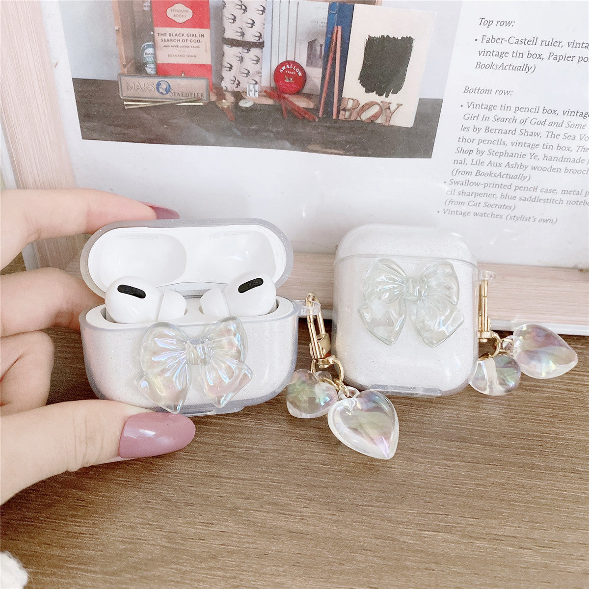 Shimmering Powder Bow Airpods Case | ZAKAPOP