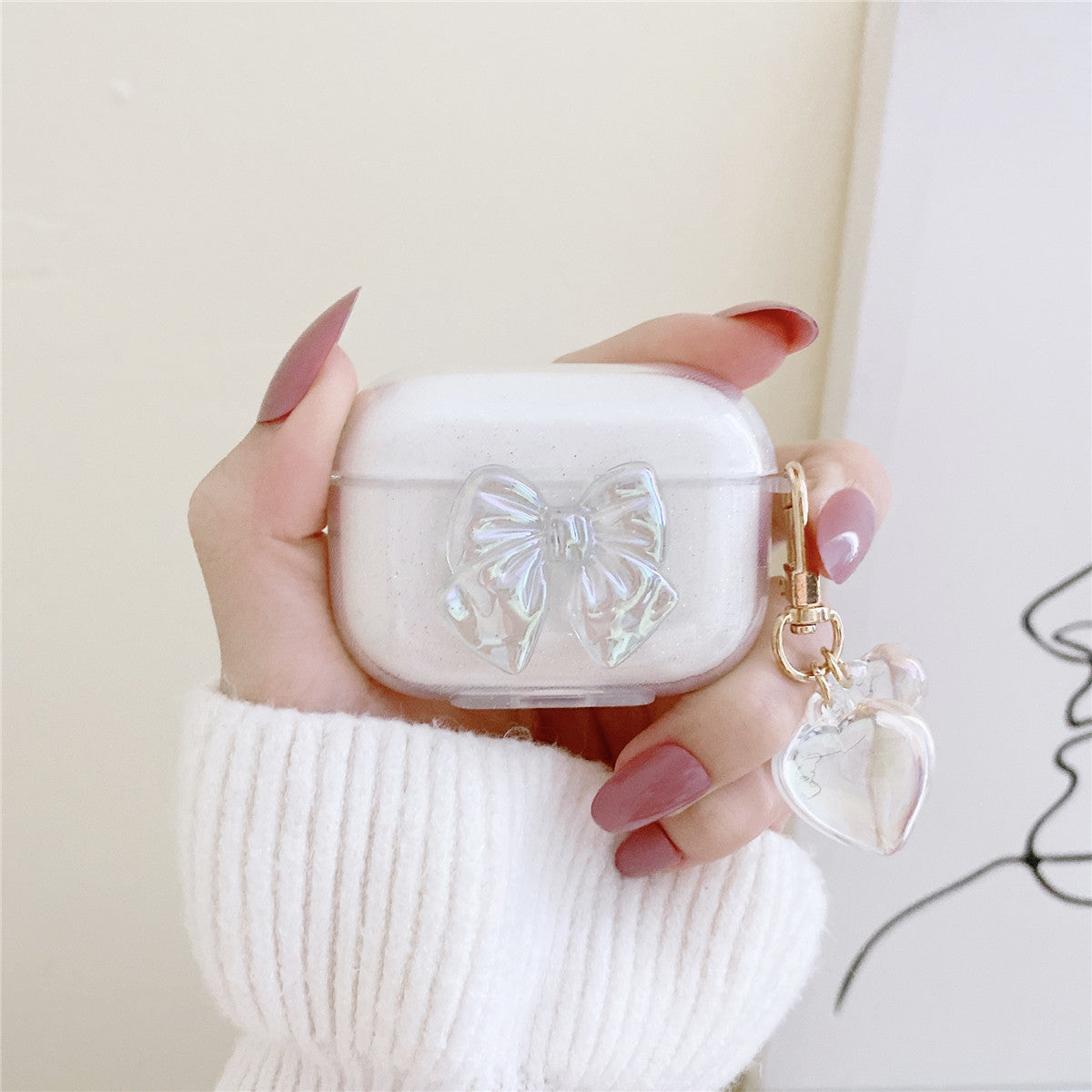 Shimmering Powder Bow Airpods Case | ZAKAPOP