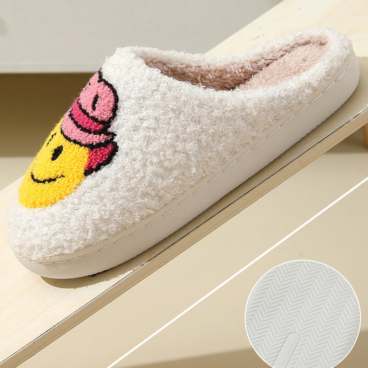 Smile Face Cowboy Fluffy Cute Womens Comfortable Slippers | ZAKAPOP