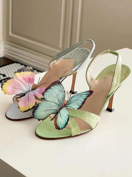 Unique Design Butterfly Embellished Stiletto Sandals | ZAKAPOP