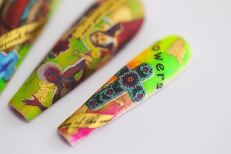 Vintage Colorful Long Press-on Nail Art | ZAKAPOP