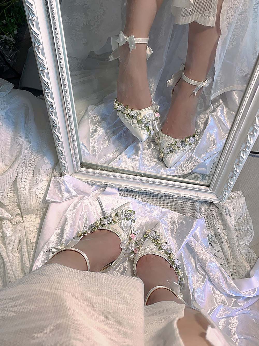 White Dove Handmade Pointed Toe LO Heels | ZAKAPOP