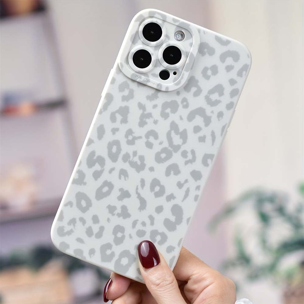 White Leopard Pattern Print Protective Phone Case | ZAKAPOP