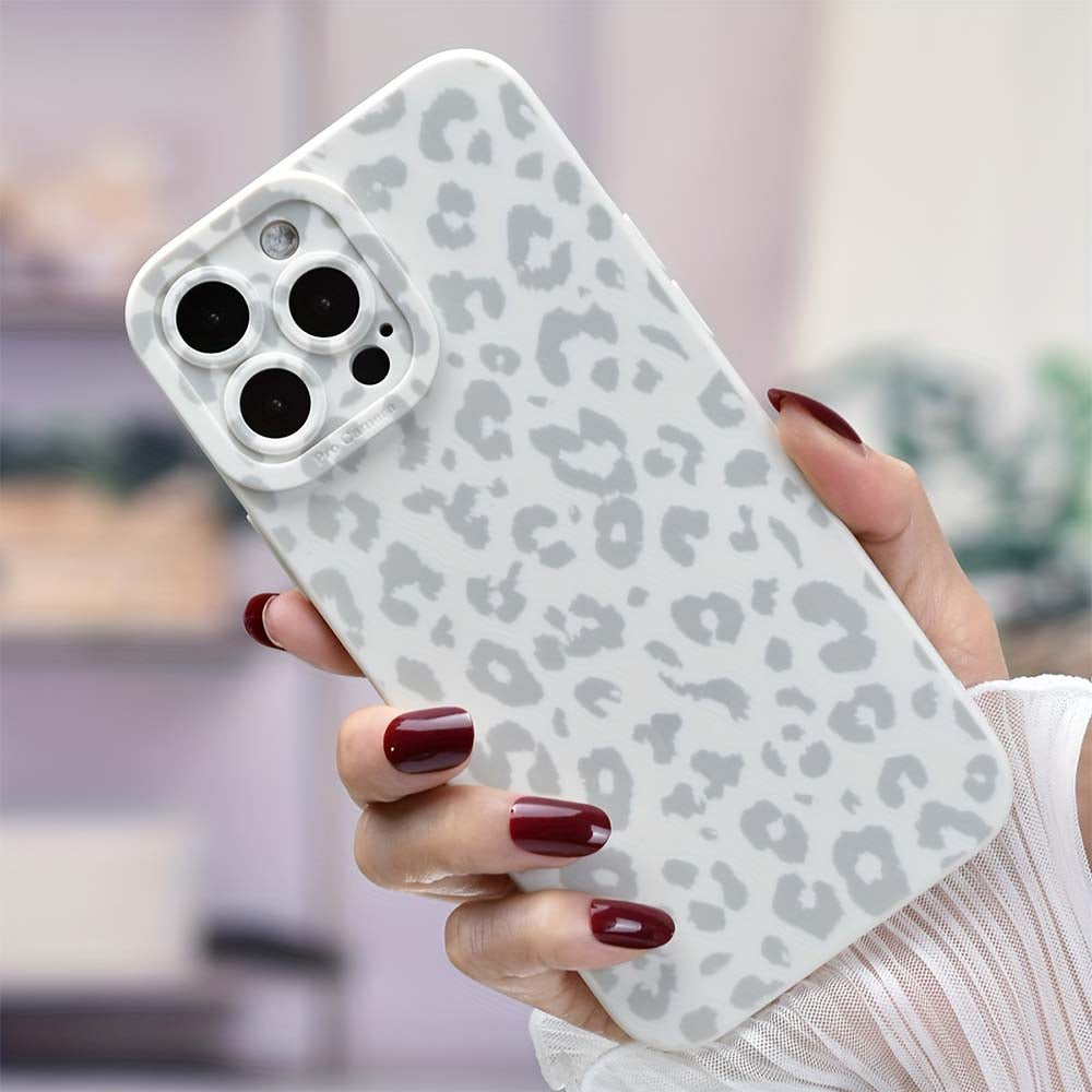 White Leopard Pattern Print Protective Phone Case | ZAKAPOP