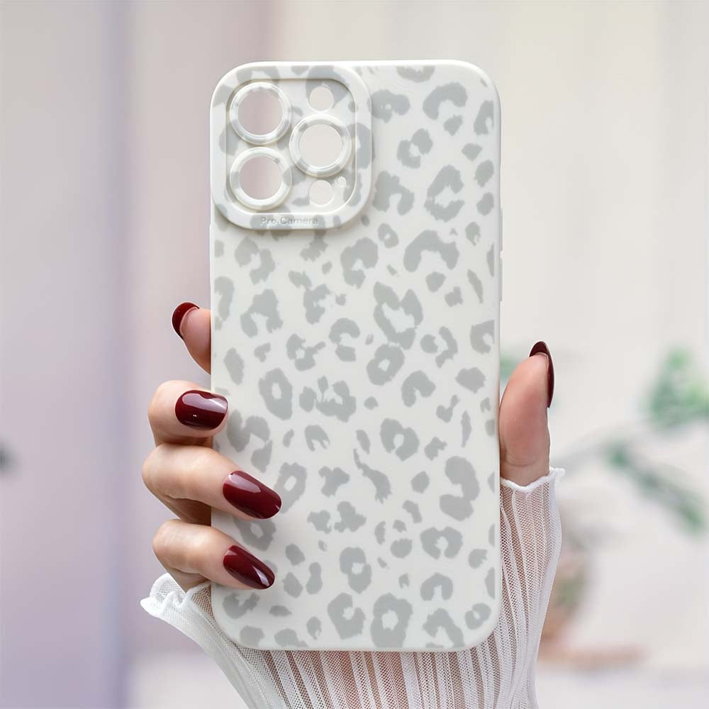 White Leopard Pattern Print Protective Phone Case | ZAKAPOP