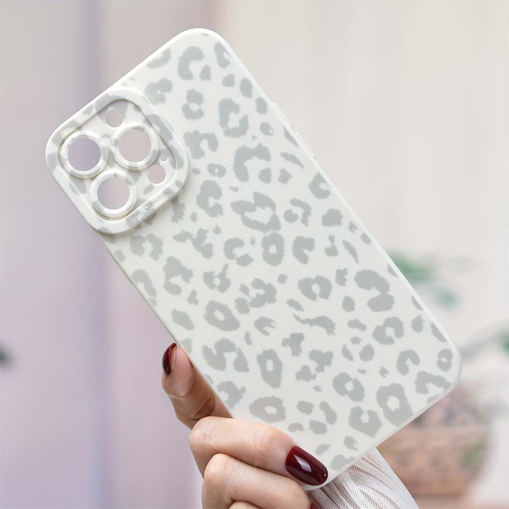 White Leopard Pattern Print Protective Phone Case | ZAKAPOP