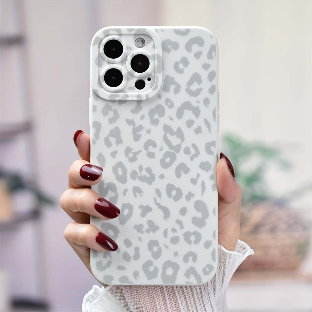 White Leopard Pattern Print Protective Phone Case | ZAKAPOP