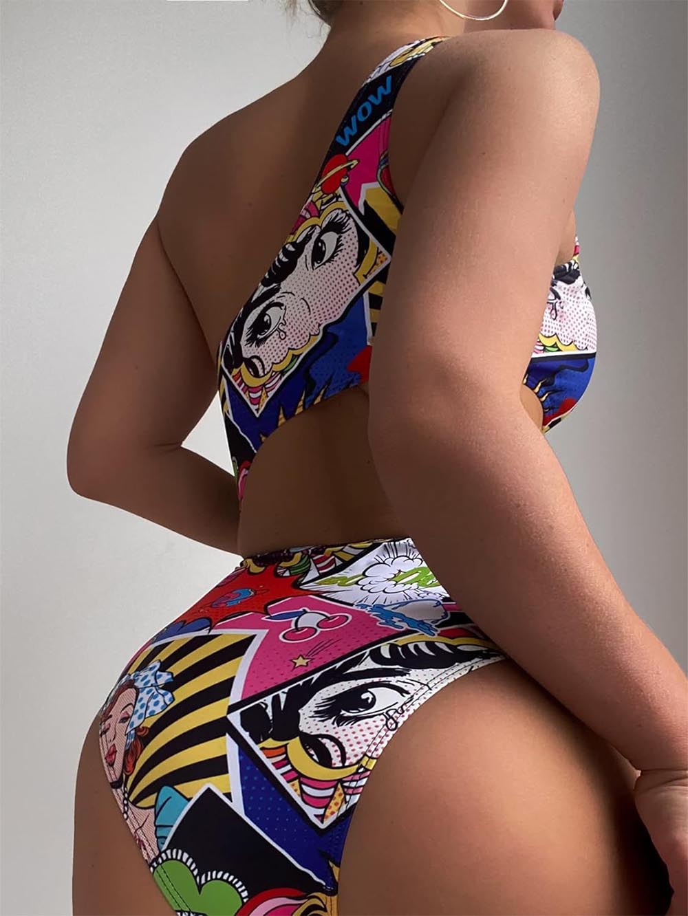 Women's Cartoon Pattern Cut Out One Piece Swimwear | ZAKAPOP