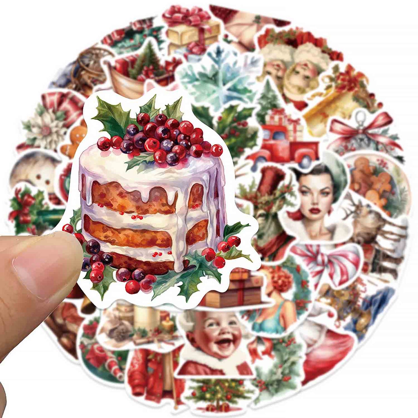 ZAKAPOP's Vintage Christmas Scene Decor Sticker DIY Phone Case