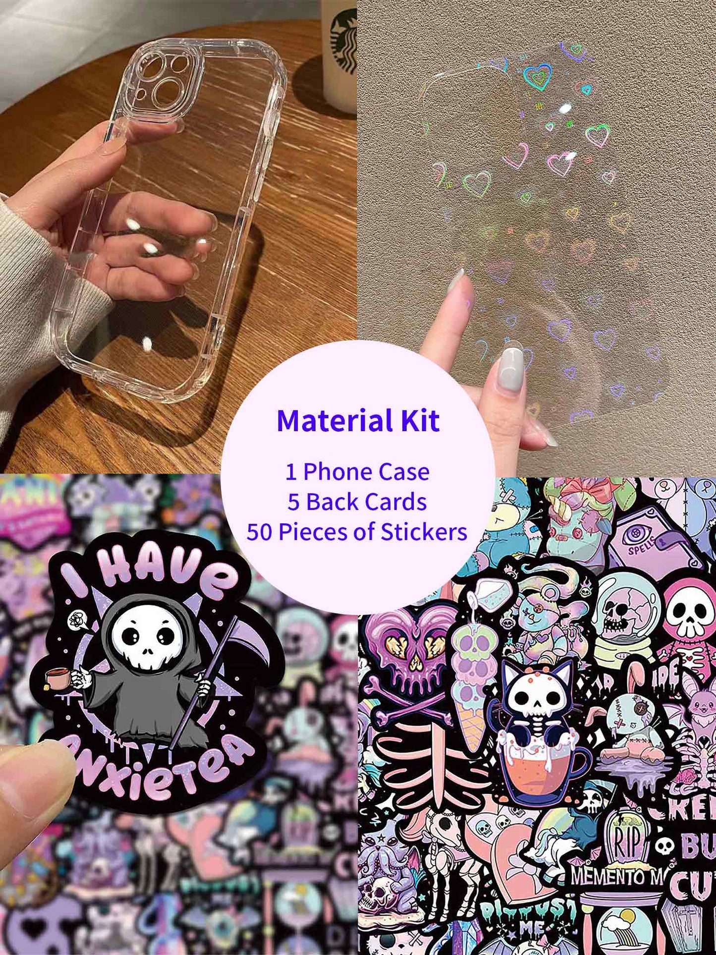 Cute Gothic Tea Cup Skull Cat DIY Phone Case Kit | ZAKAPOP