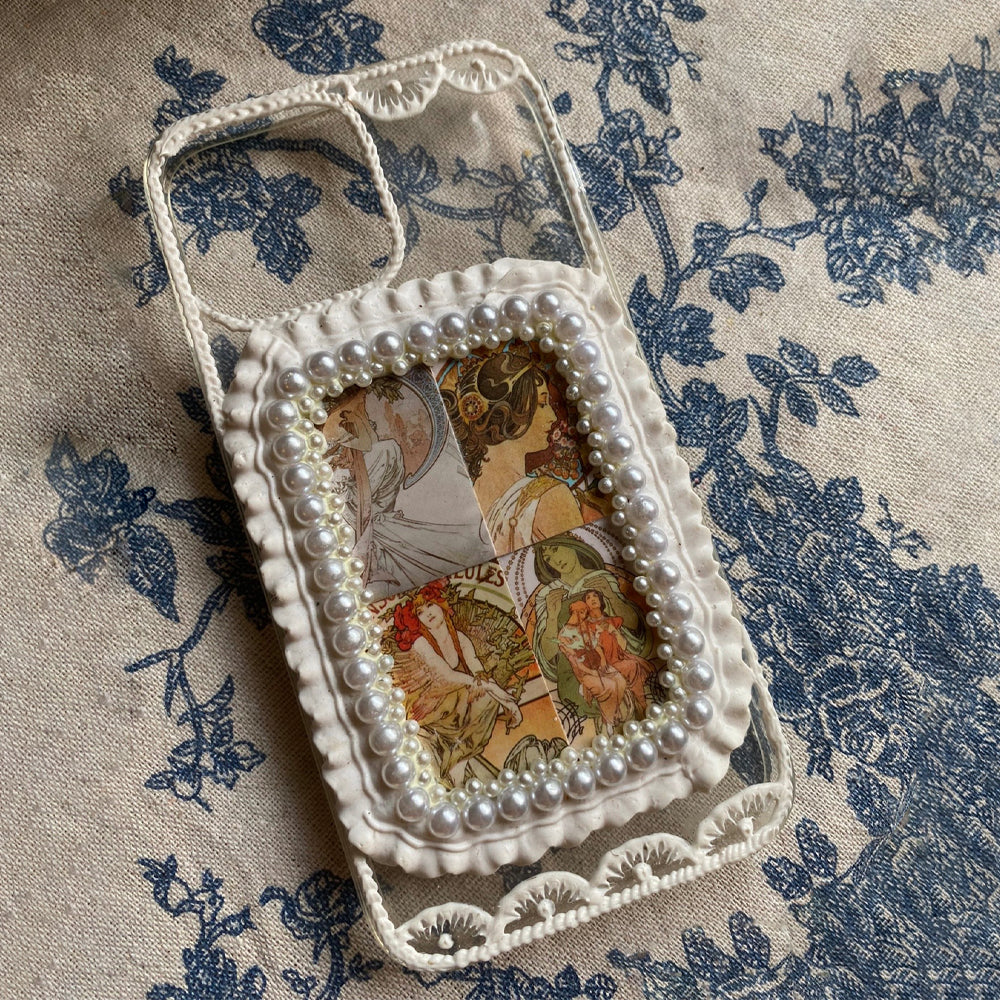 Handmade Baroque Lace Vintage Cream Phone Case (Customizable) | ZAKAPOP