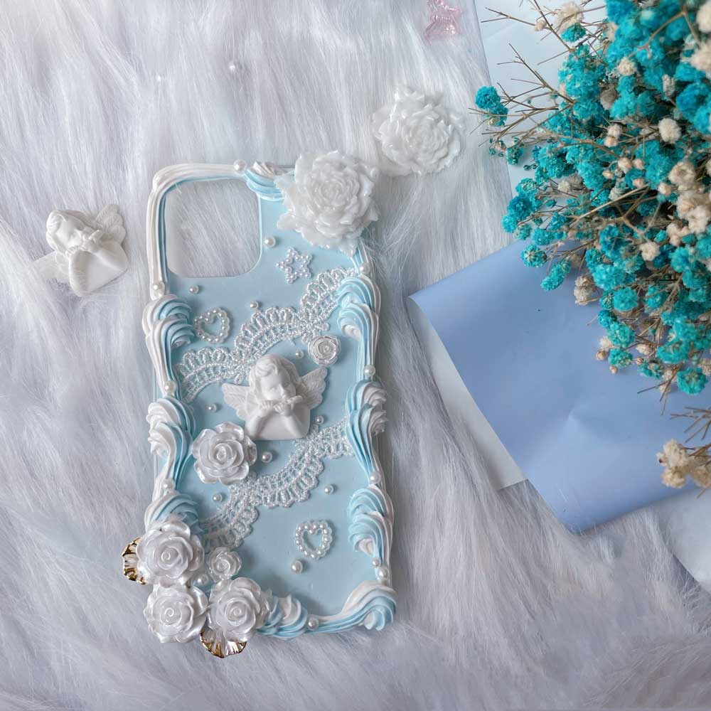 Handmade Blue Baroque Angel Deco Phonecase (Customizable) | ZAKAPOP