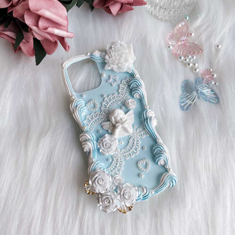 Handmade Blue Baroque Angel Deco Phonecase (Customizable) | ZAKAPOP