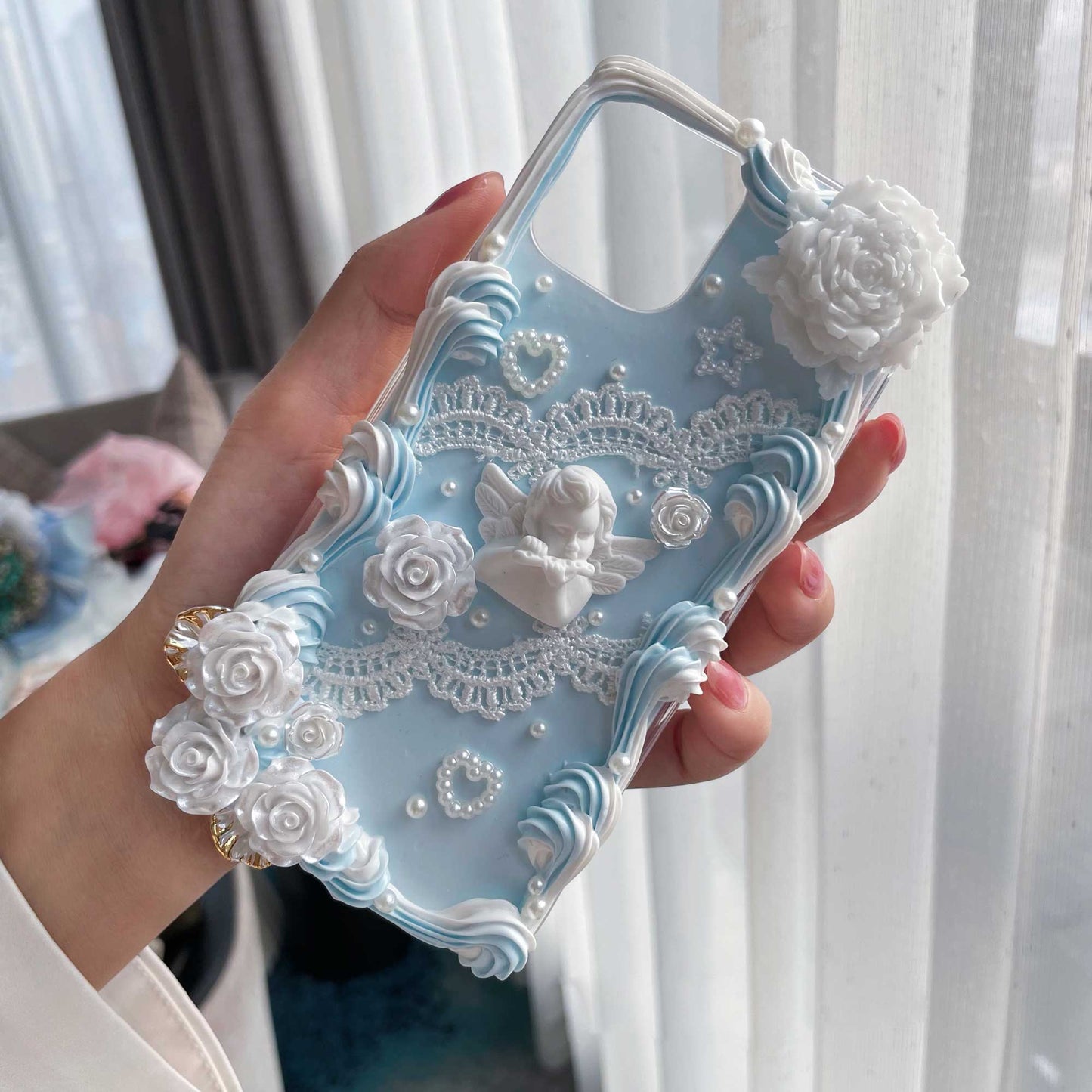 Handmade Blue Baroque Angel Deco Phonecase (Customizable) | ZAKAPOP