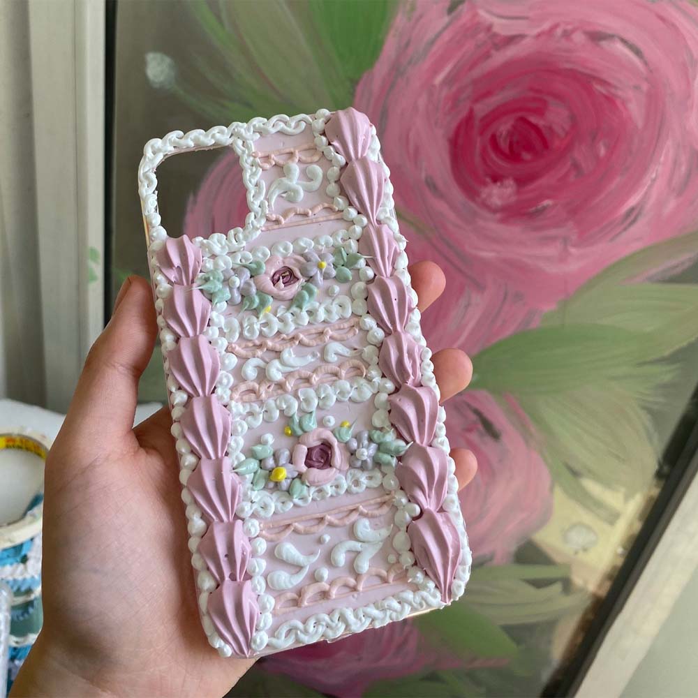 Handmade Flower 3d Oil Painting Retro Cream Mobile Phone Case (customizable) | ZAKAPOP
