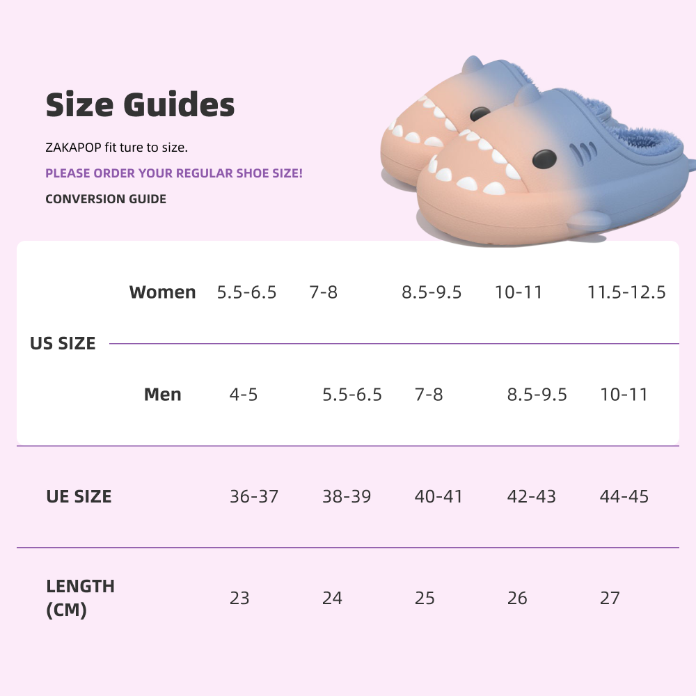 Gradient Cartoon Shark Cotton Plush Slippers Winter Shark Slides(Adults) | ZAKAPOP