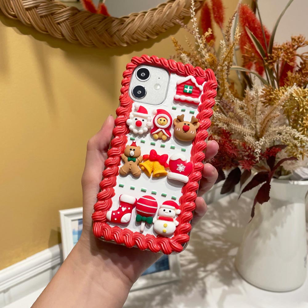 Handmade Simple Christmas Cream Phone Case (Customizable) | ZAKAPOP