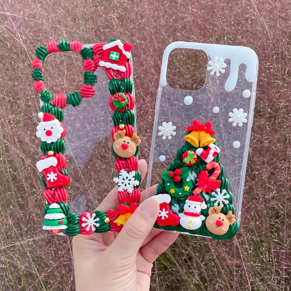 Handmade Simple Christmas Cream Phone Case (Customizable) | ZAKAPOP